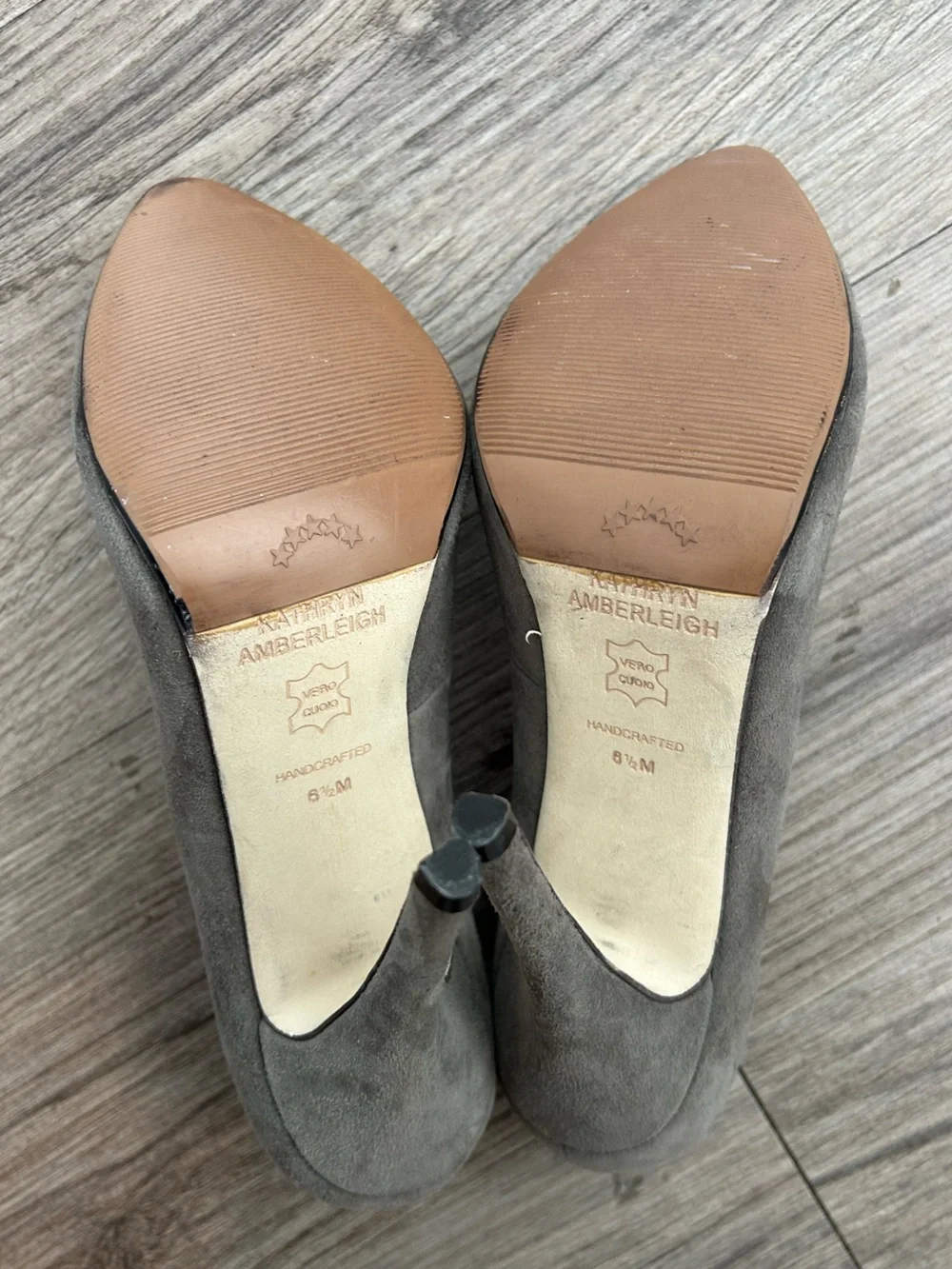 Grey Suede Pointed-Toe Stiletto Pumps